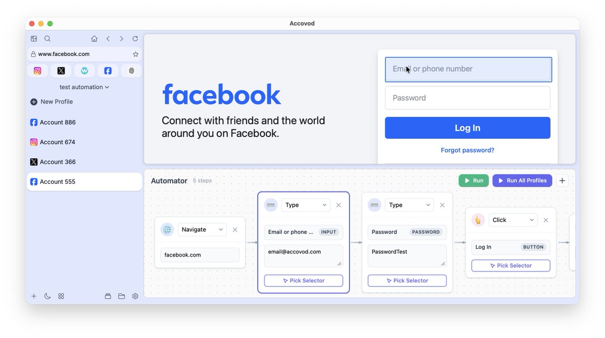 accovod's tweet photo. Accovod 5.2 (macOS Client)

• Added Automator
• Added Home button
• Fixed advanced Cloudflare captcha bypass https://t.co/pDT7ZoScST