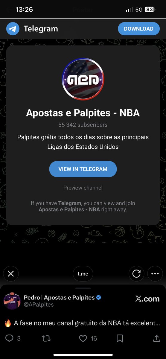 Pedrohgpm's tweet photo. @APalpites Aperto para ir para o telegram mas não vai https://t.co/wBo9vLSpAg