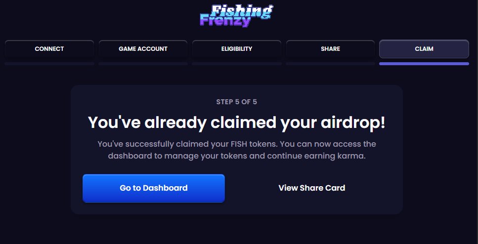 I just claimed my $FISH airdrop! 🐟✨

Claims and staking are now live for all eligible users. If you participated in <a href="/FishingFrenzyCo/">Fishing Frenzy</a> , are part of the community, or had a Founders Pass, you might have tokens to claim.

How to claim:

-  Connect your wallet on the Ronin Network.