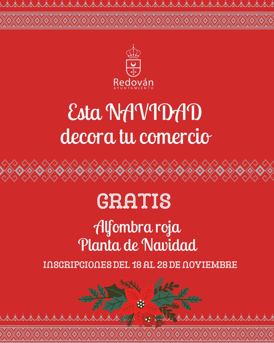 aytoredovan's tweet photo. 🎅✨ Redován se viste de Navidad!!🎄

🎁 Si tienes un comercio en Redován, te invitamos a participar decorando tu escaparate GRATIS.

✅ Inscripciones del 18 al 28 de noviembre de 2025 indica el nombre del comercio y tu número de teléfono.

📧 maria.larrosa@redovan.es https://t.co/2BMba12wqA