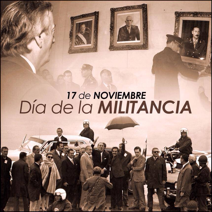 * 17 de noviembre, Día de la Militancia
Hoy se cumplen 53 años de que, después de 18 años de proscripciones y exilio, el conductor del movimiento nacional, popular y revolucionario más importante de la historia argentina, el general Juan Domingo Perón, regresaba a la patria.