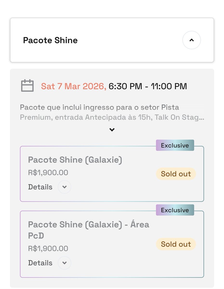 MILEAPOBR's tweet image. O pacote SHINE aparecendo ESGOTADO no app. Vocês estão tudo sedentos por foto né? 😅✨

Os ingressos podem voltar ainda, pois tem gente que não finaliza a compra pelo site/email. E essa é só a cota da pré-venda, ainda tem a venda geral 🙏🏼 

#ShineFancon #ShineFanconBR