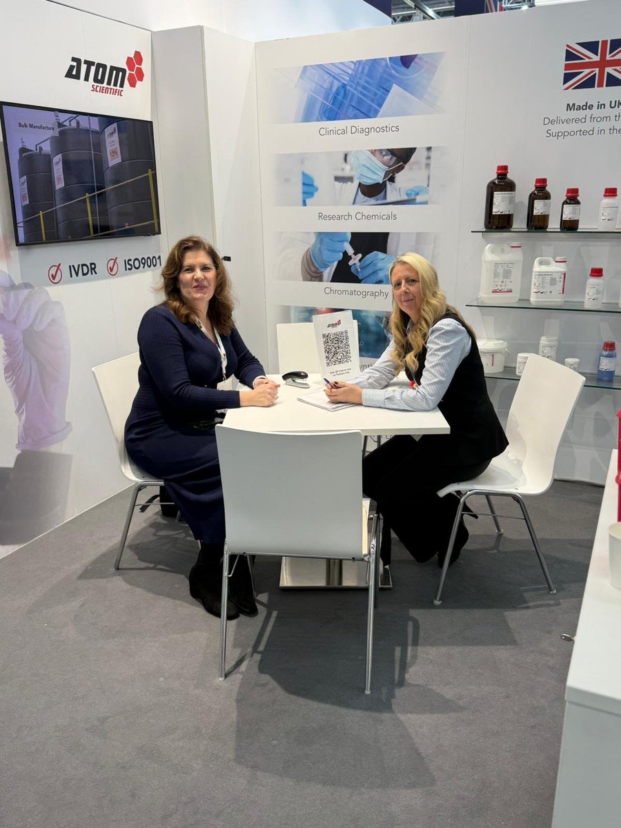 AtomScientific's tweet image. Busy first day at Medica 2025 - visit us tomorrow to discuss your requirements (Stand 1F09-2) 🔬🥼

#medica #chemicals #hplc #volumetrics #histology #haematology #microbiology
