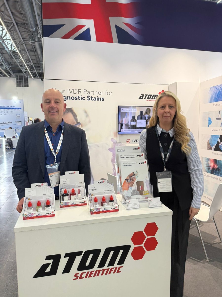 AtomScientific's tweet image. Busy first day at Medica 2025 - visit us tomorrow to discuss your requirements (Stand 1F09-2) 🔬🥼

#medica #chemicals #hplc #volumetrics #histology #haematology #microbiology