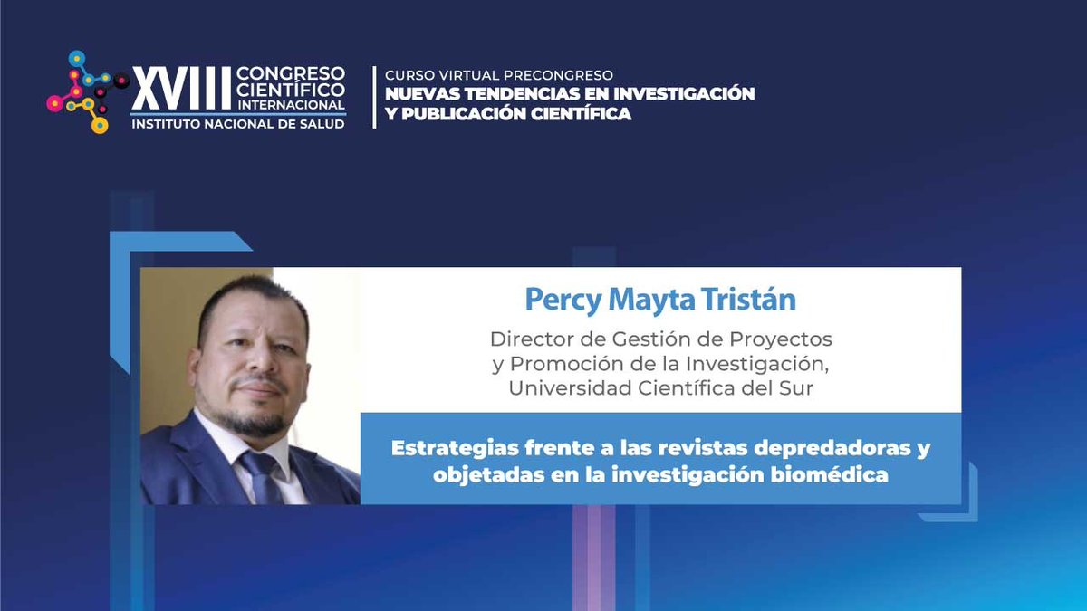 🔴¡En breves momentos! el Doctor <a href="/MaytaTristan/">Percy Mayta-Tristán</a> expondrá el tema "Estrategias frente a las revistas depredadoras y objetadas en la investigación científica"
📌 Inscripción: minsa-gob-pe.zoom.us/meeting/regist…
👉 Transmisión: Vía Zoom
📥 Programa: bit.ly/499eR5s
#RevistasDepredadoras