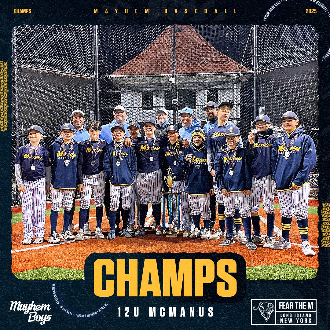 👑 Congratulations to our 12u McManus MayhemBoys <a href="/mayhemboys/">Mayhem Baseball</a> on an amazing weekend and capturing the 12u Lasorda Legacy Road to Cooperstown Championship 🏆 @lasordalegacypark 

Way to go Mayhem!
_
Fear the M