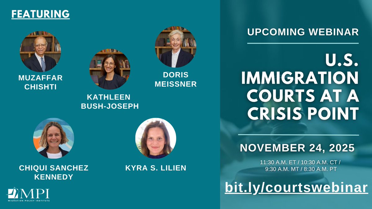 MigrationPolicy's tweet image. The U.S. immigration courts are struggling with record backlogs, which lead to years-long delays in hearings

What does this mean for immigration enforcement and for the immigration system overall, as well as people seeking protection?

Join our upcoming webinar to learn more: