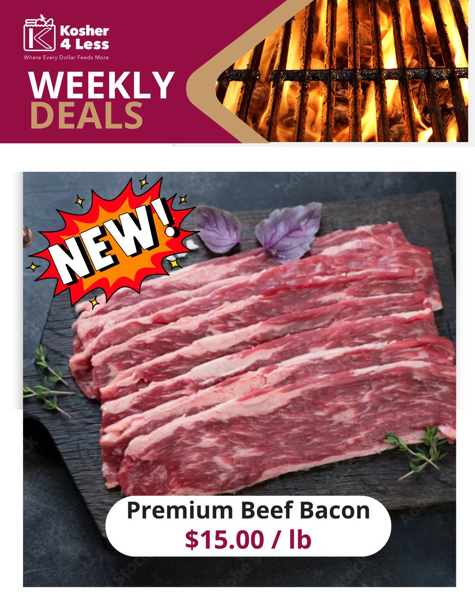 Kosher4Less's tweet image. 🚨 New Product Alert

Our premium kosher beef bacon is back!

Use promo code NEWPRODUCT for $10 off your order.

🕒 Valid for the next 24 hours only.

⚠️ Last time it sold out in under a week — don’t miss your chance.

Order now → kosher4less.org