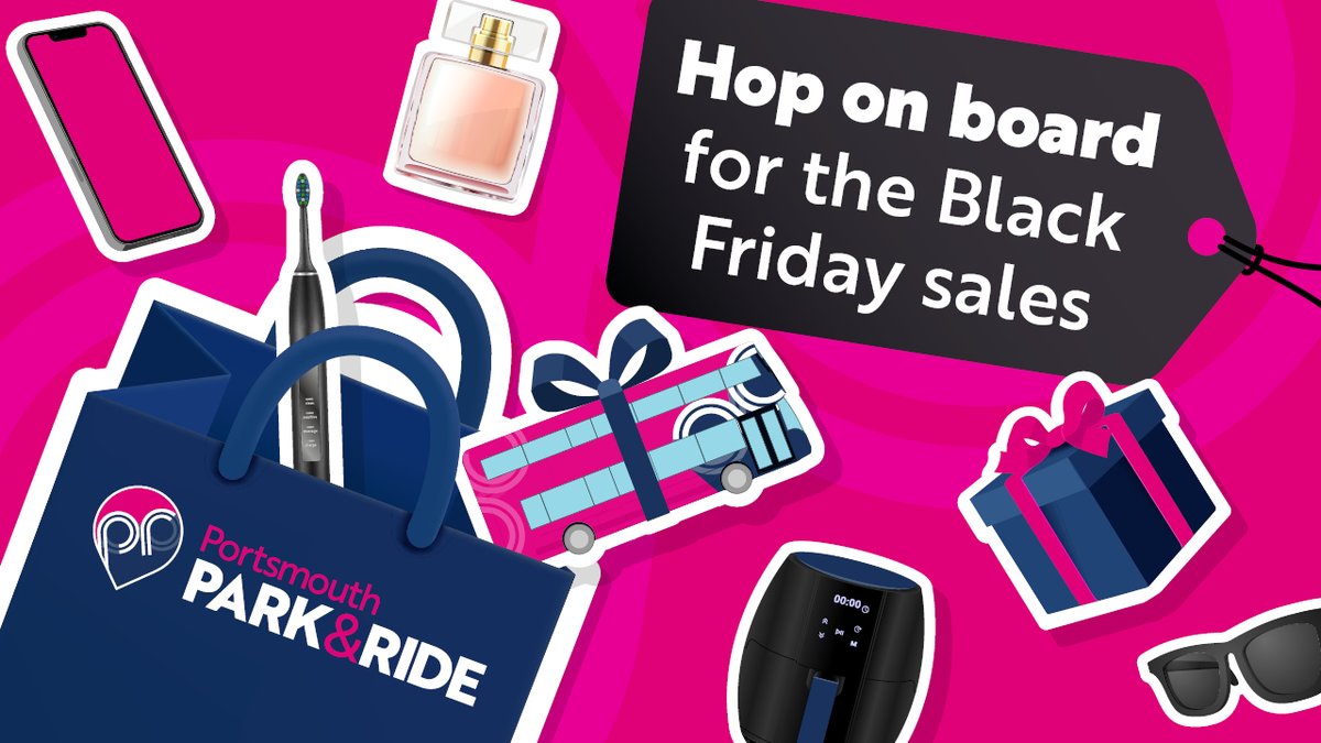 Gift yourself an effortless journey to the Black Friday sales when you travel with Portsmouth Park and Ride! Just £5 for up to 5 people = more to spend on deals you love. 🚌 7 mins to city centre | 11 mins to The Hard. Learn more bit.ly/46rU2iv