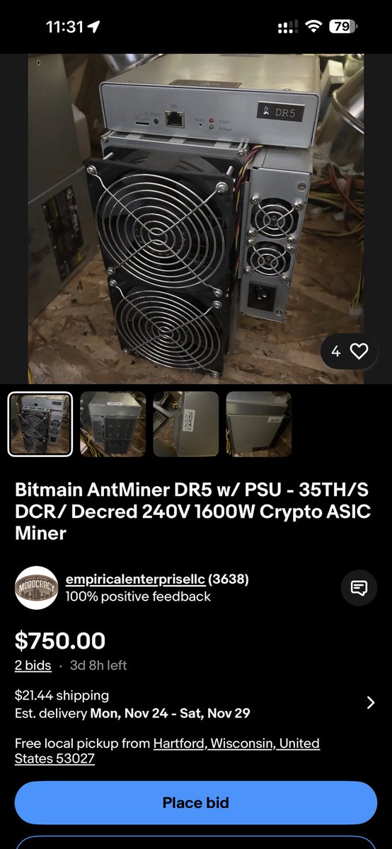 hyperhashtech's tweet image. I feel bad for those bidding on this old DR5 thinking they can still mine Decred with it. Education is important, this unit is a paperweight now. @HobbyistMiner @RedPandaMining