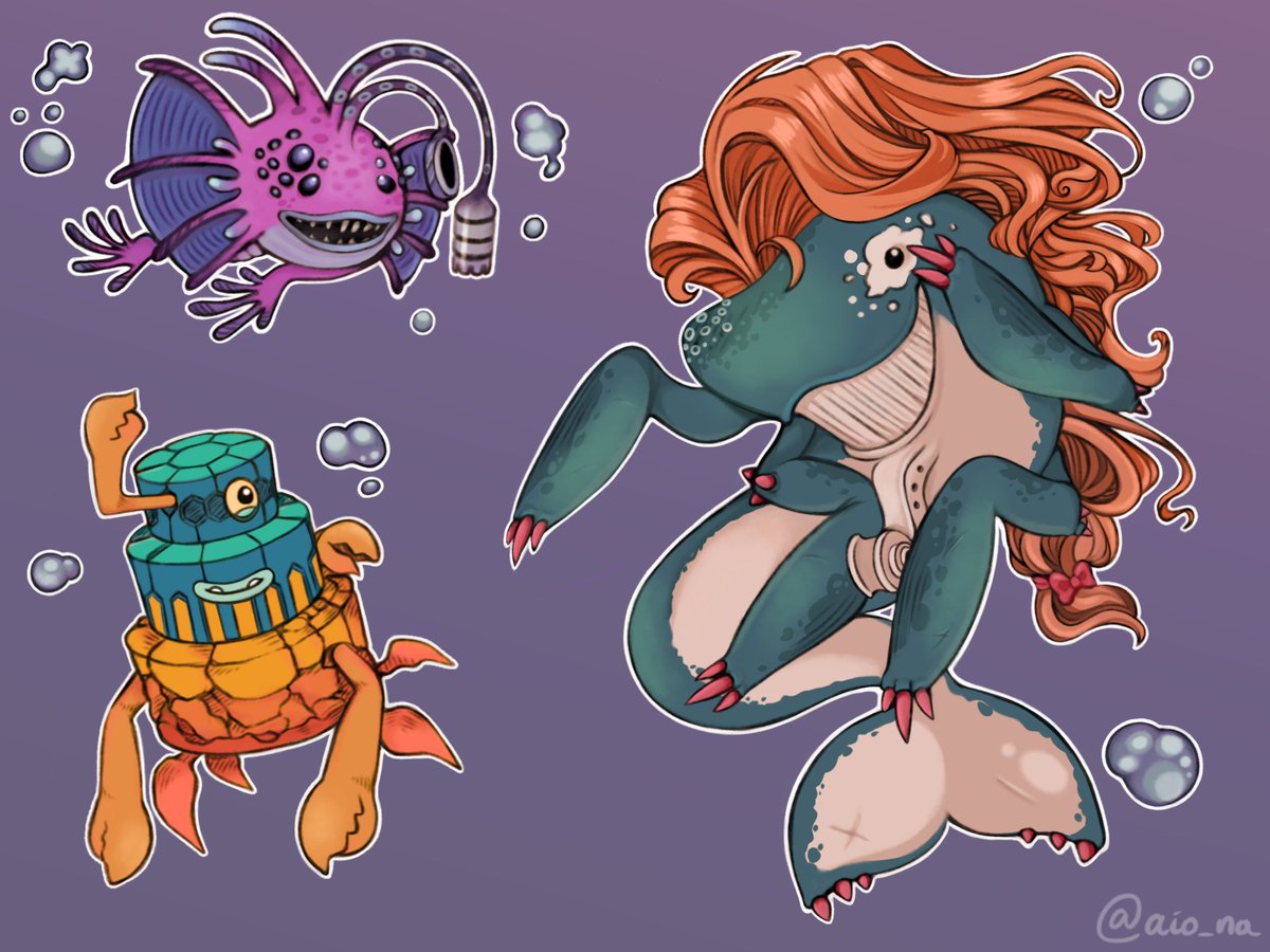 aio_na's tweet image. Sea creatures 🐋🐟🦀🫧
