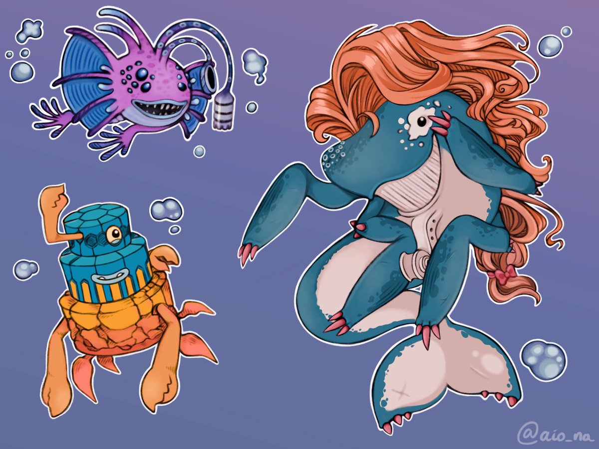 aio_na's tweet image. Sea creatures 🐋🐟🦀🫧