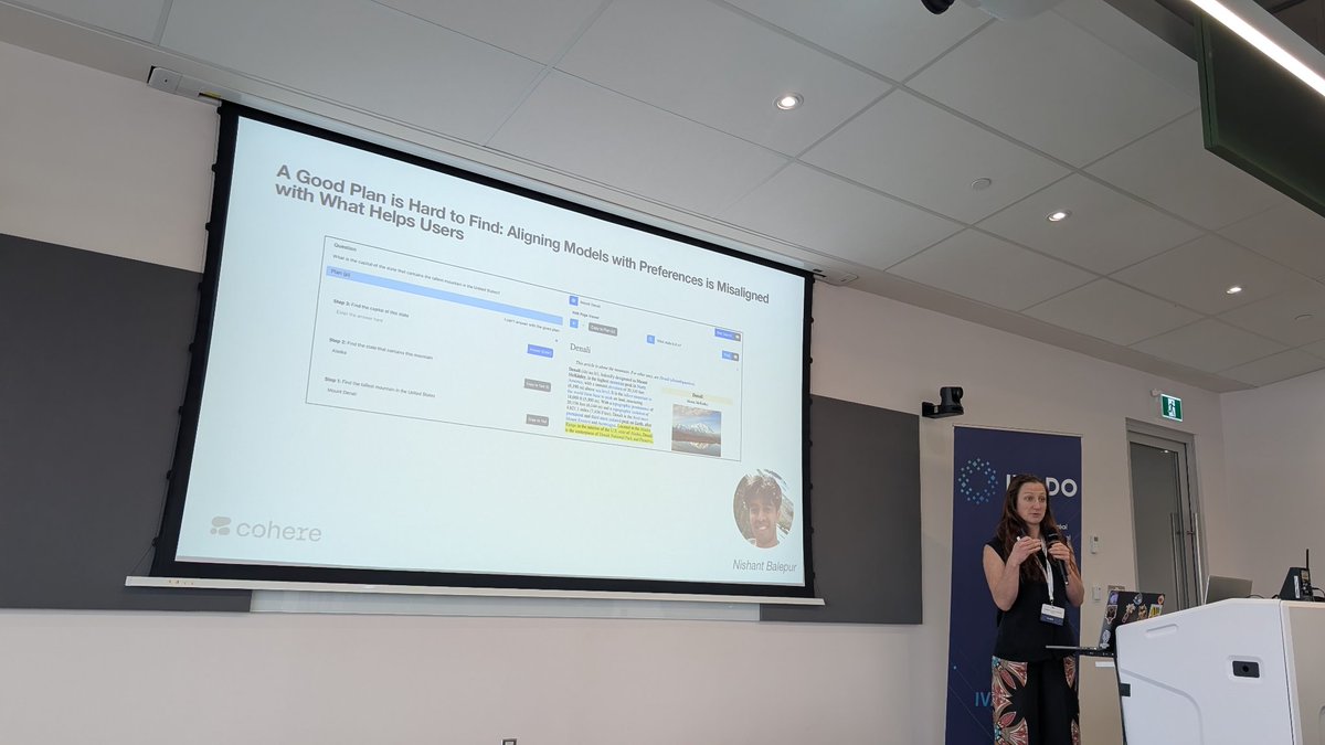 Seraphina Goldfarb-Tarrant (<a href="/seraphinagt/">Seraphina Goldfarb-Tarrant</a>) on not forgetting the users 

Move from Static single-turn to dynamic multi-turn
A hard evaluation problem
Have a user in the loop or simulate the user

On Tau-Bench, user LLM matters. Different LLMs result in differerent success rates.