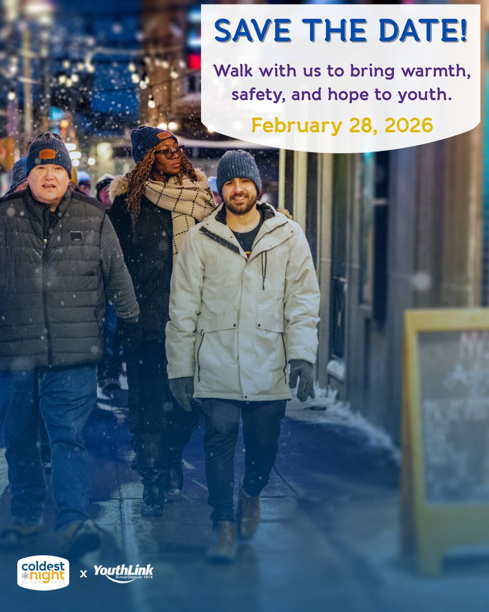 Walk with us! ❄️

Join YouthLink in Scarborough on Feb 28, 2026 for Coldest Night of the Year!

Raise funds, bring hope, and make a difference for youth experiencing homelessness. 💙

🔗 Link in bio to register, fundraise, or volunteer
#CNOY26 #cnoy #WalkForYouth