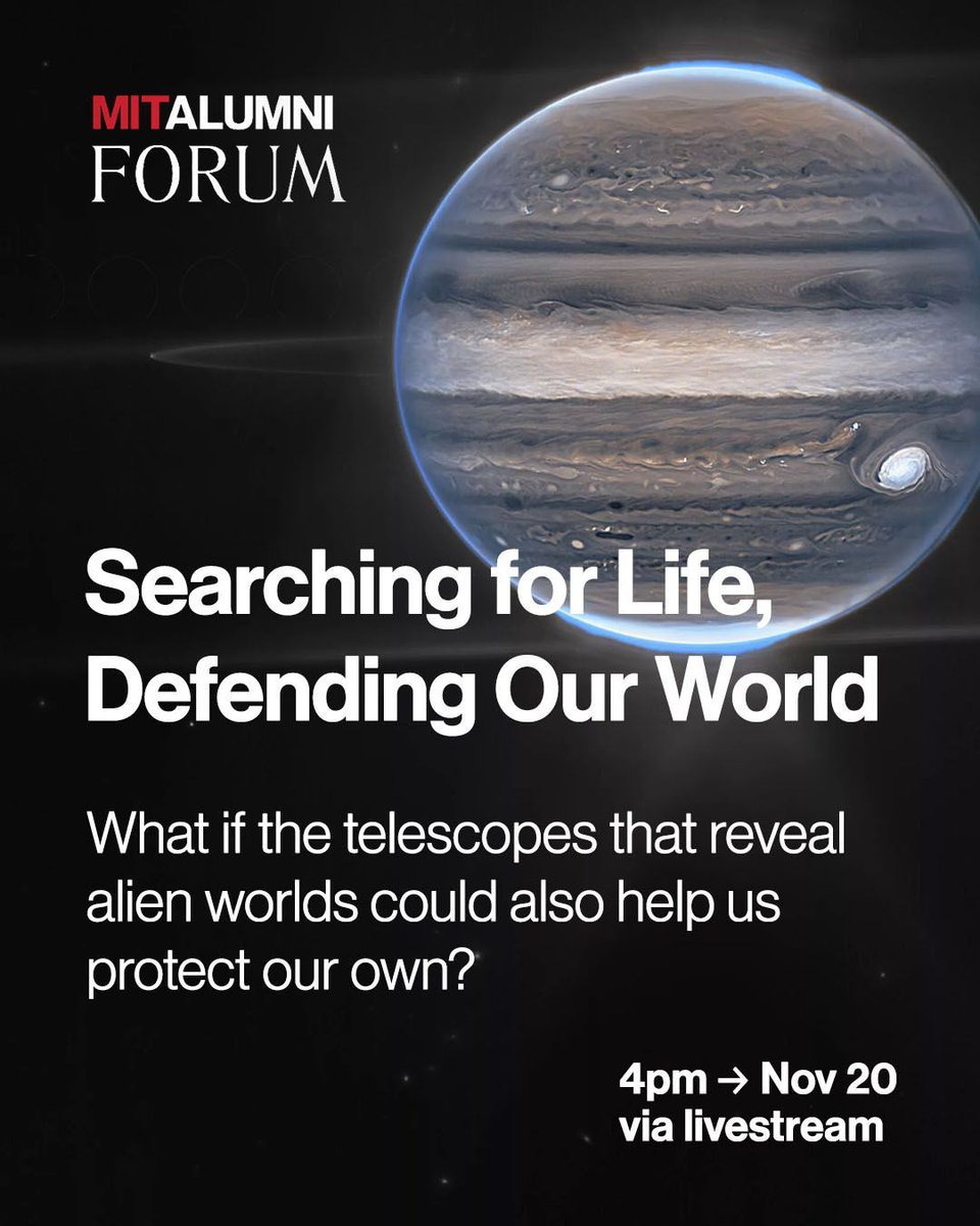 eapsMIT's tweet image. Join EAPS Professor Julien de Wit online THIS Thursday, Nov 20, to learn how exoplanetary science is powering planetary defense! The MIT Alumni Forum is a FREE series for alumni and current students and postdocs. Register here: buff.ly/qQ0ZO1y @scienceMIT
