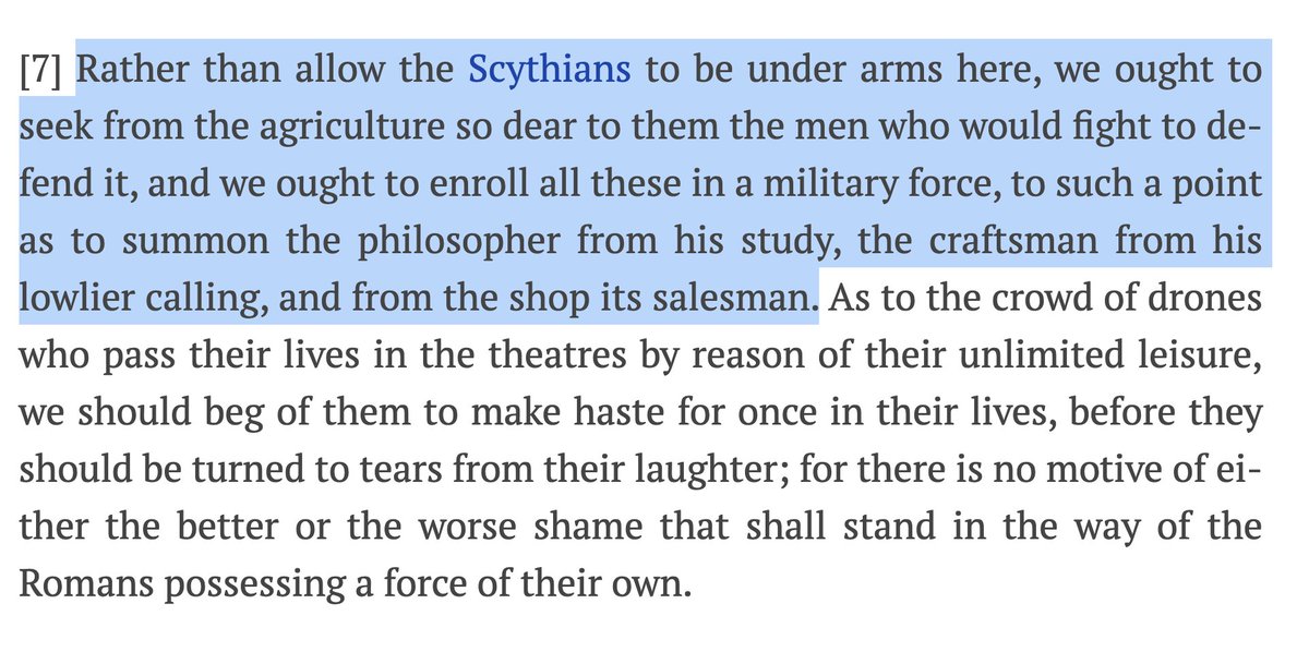 A Roman philosopher gave a speech to the Emperor in 400AD being like "Hey our slaves are the same race as the guys we outsourced the army to, that's probably not great right?"