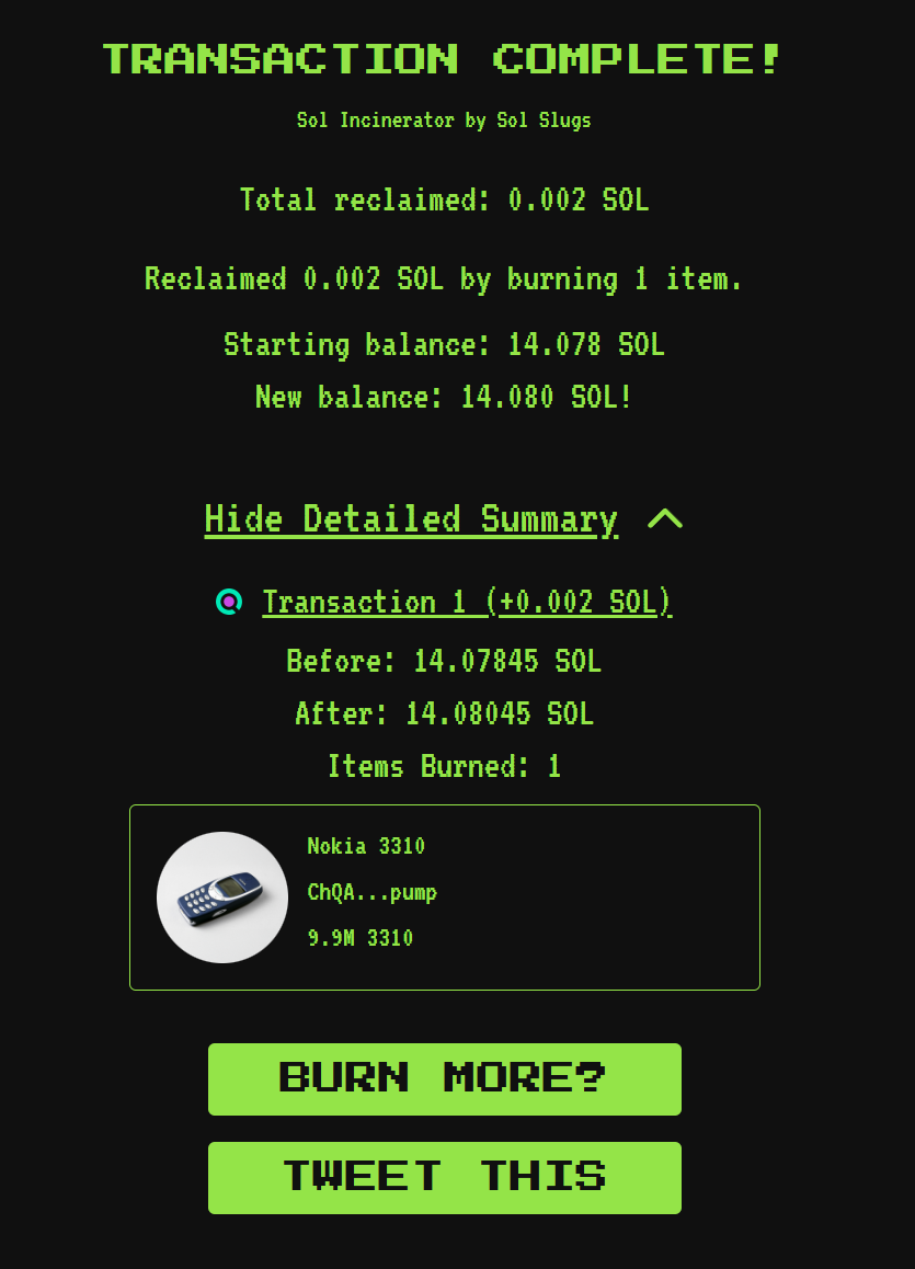 3310token's tweet photo. 1% Burnt. Stay indestructible! https://t.co/CBLVCdEAPW
