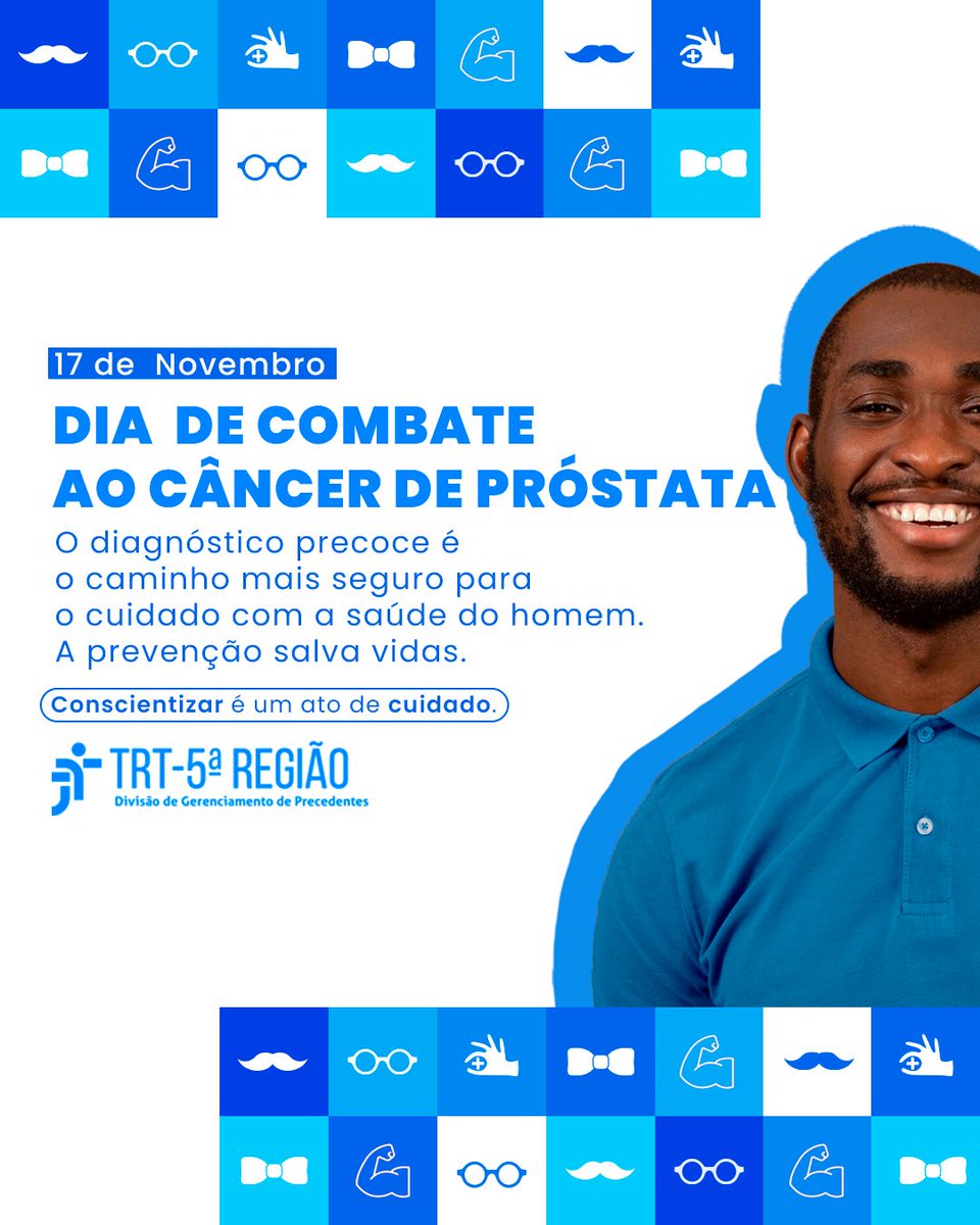 TRT5Bahia's tweet image. Novembro Azul 💙

A prevenção é o melhor ato de autocuidado!

Não deixe o medo ou a desinformação impedi-los de buscar cuidados médicos. O diagnóstico precoce salva vidas.

#novembroazul #cancerdeprostata #prevençao #planodesaude #saudedohomem