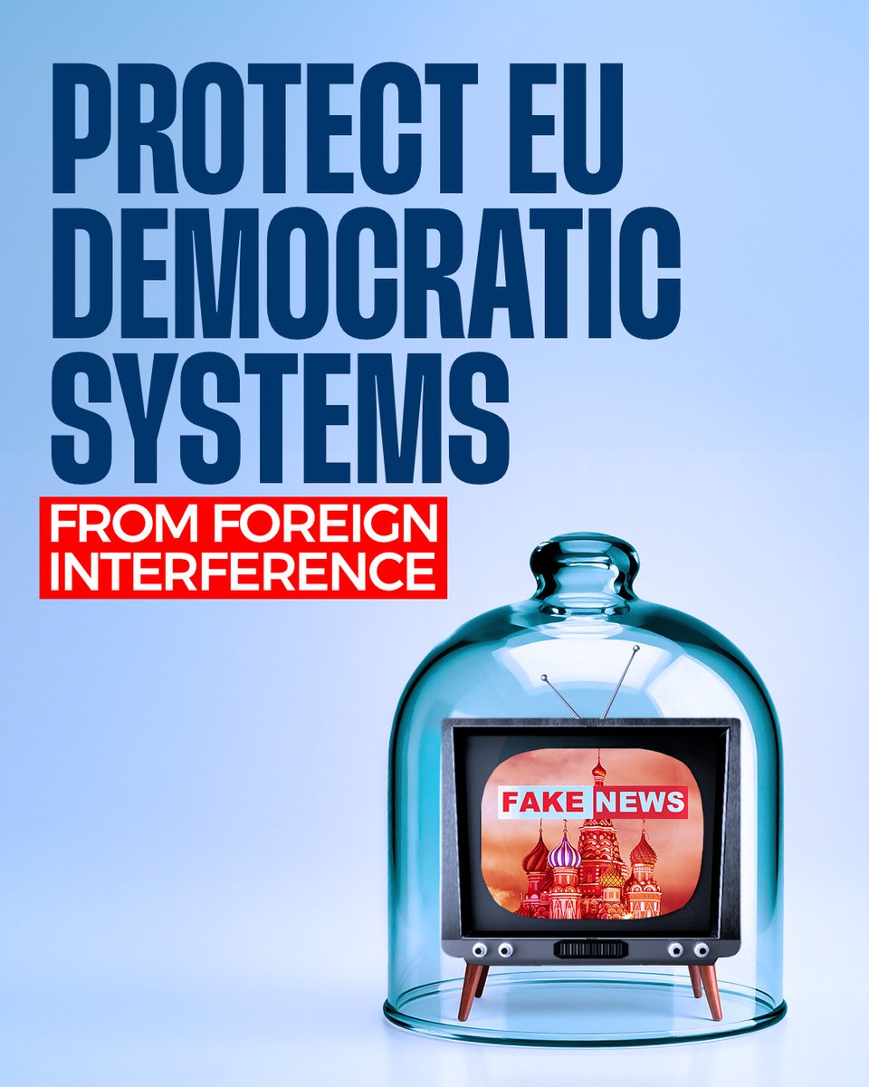 EPPGroup's tweet image. Foreign powers and fake news try to influence our elections. It’s time to protect them with real strength and unity. 

Read more 👉 epp.group/53uwejmd  
 
#DemocracyShield #EUDS