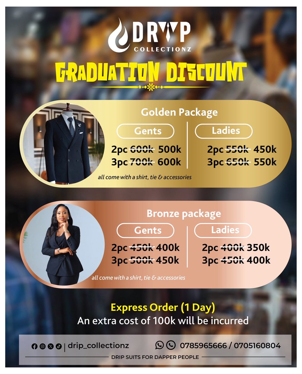 SirDripper's tweet image. GRADUATION DISCOUNT 📌
@DripSuits