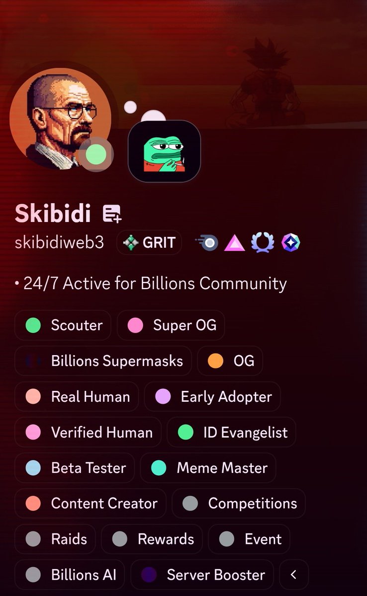 SkibidiWeb3's tweet image. Just Got My Scouter Role In @billions_ntwk Discord Server !!

Maybey i got all contributors roles  

From Day 1 i am contributing meaningfully in this community and honestly it doesn&apos;t feel that i am grinding everytime i go there i feel i came in friends chat group 

Am i now a…