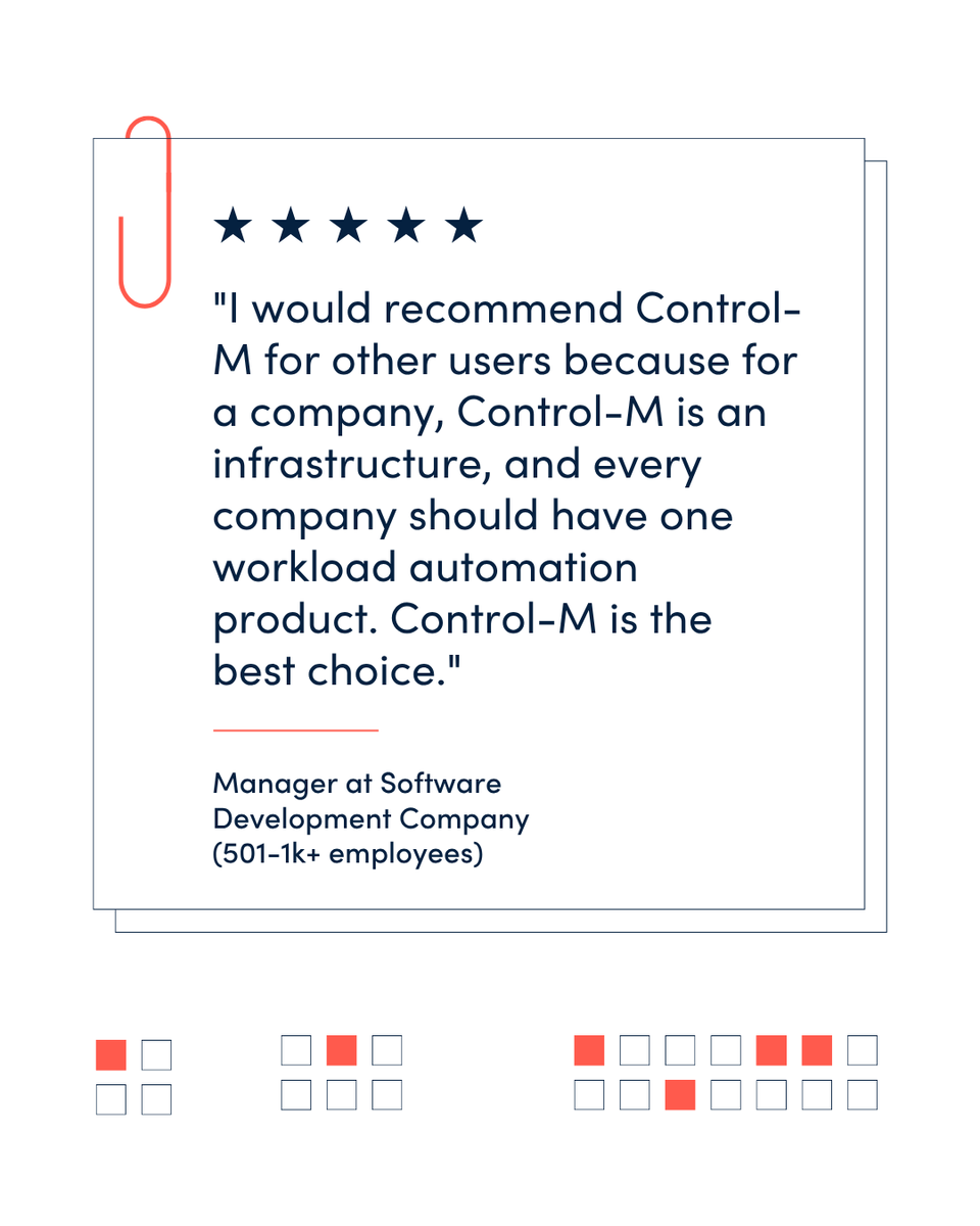BMCSoftware's tweet image. The real story of Control-M? It’s told by the people who depend on it daily. 
 
Explore their @PeerSpot reviews: bit.ly/4cRT1Cf