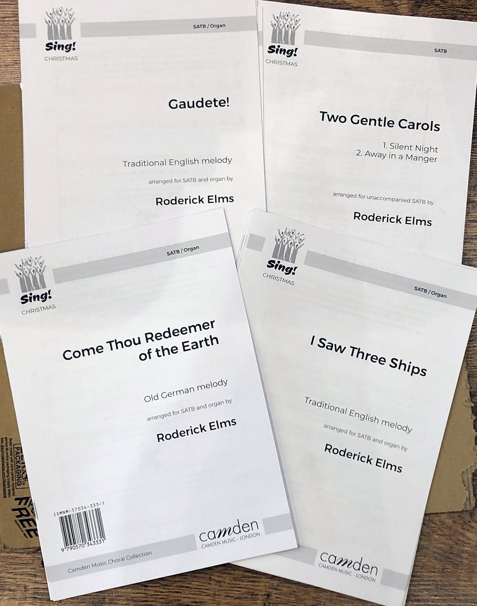 RoderickElms's tweet image. Lovely to receive these file copies of my latest Christmas arrangements. All available from stainer.co.uk
There&apos;s  a summary of many of my Christmas carols here:  youtube.com/watch?v=5OzKOd…