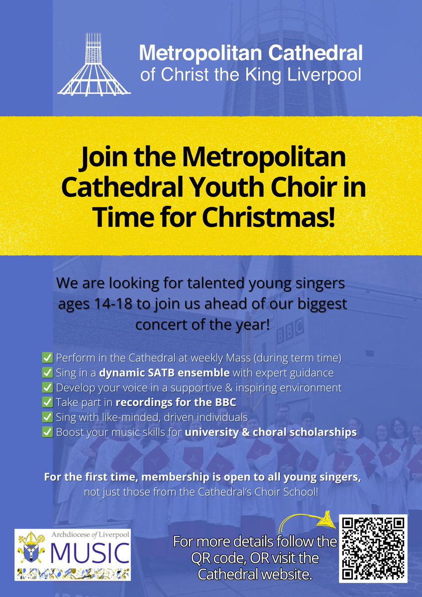 Is your child interested in joining the Metropolitan Cathedal Youth Choir? Scan the QR Code below for more information!