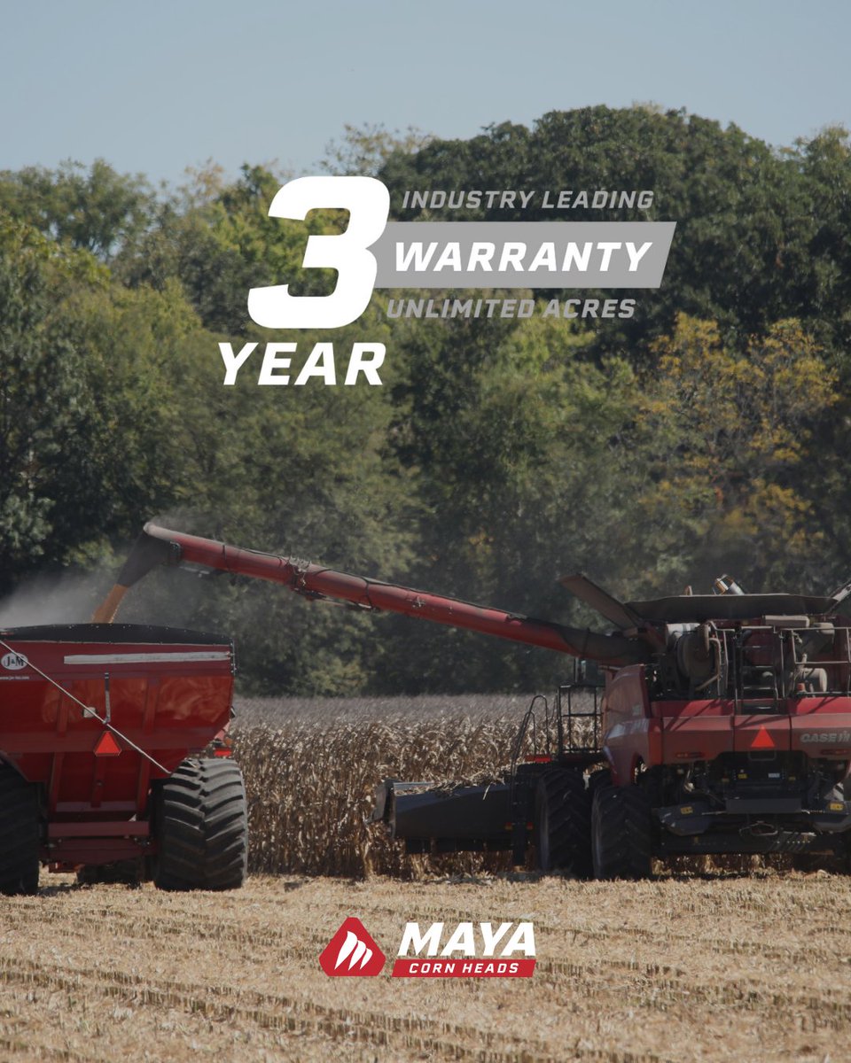 Access Maya’s three-year warranty and discover why growers across the U.S. trust this rugged equipment year after year.

Learn More: mayacornheads.com

#GrowerTrust #WarrantyConfidence