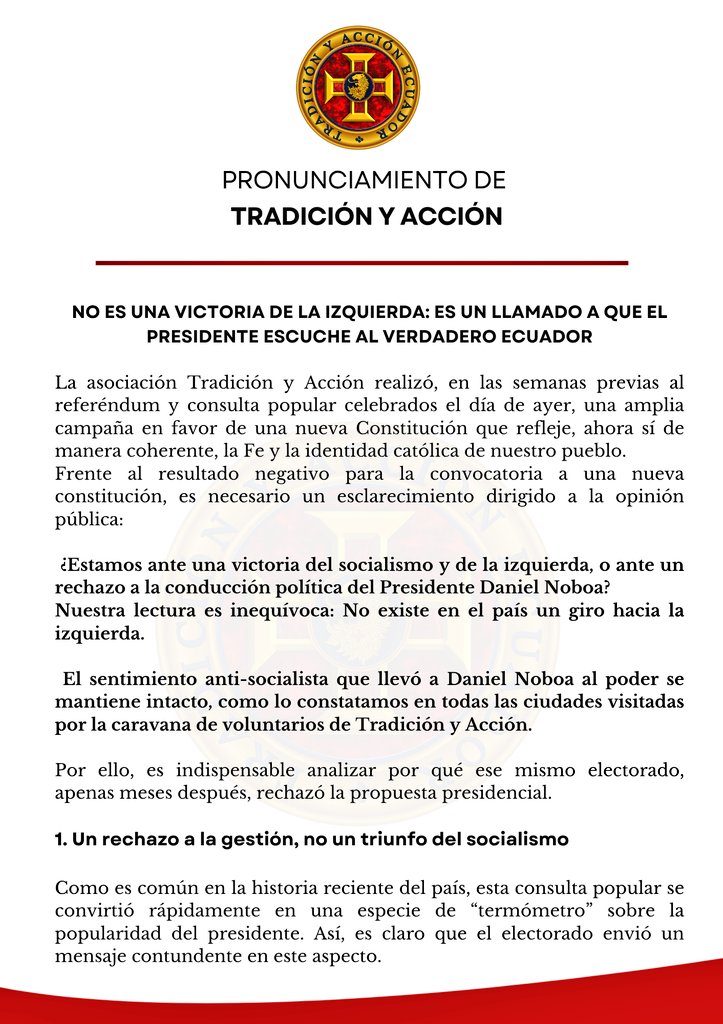 Tradicion y Acción Ecuador tweet media
