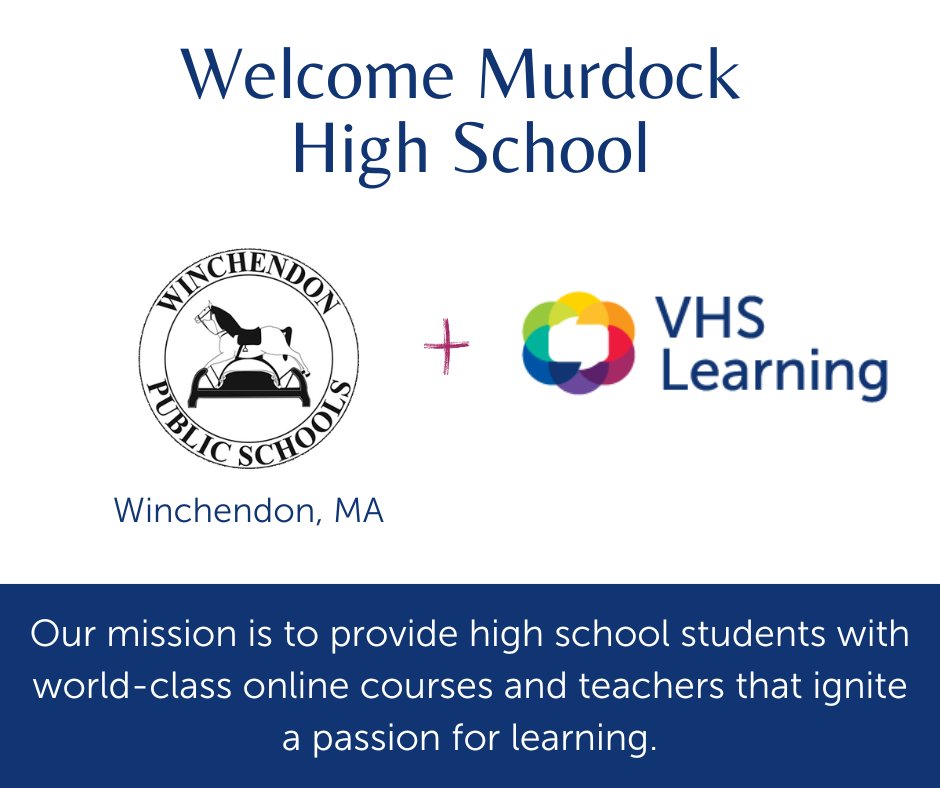 VHSLearning's tweet image. 🌟We are thrilled to welcome Murdock High School located in Winchendon, MA to VHS Learning! Partnering with VHS Learning gives your students access to 200+ unique courses! Welcome!
 
 #onlinelearning #onlinecourses #schoolpartnership #qualityeducation