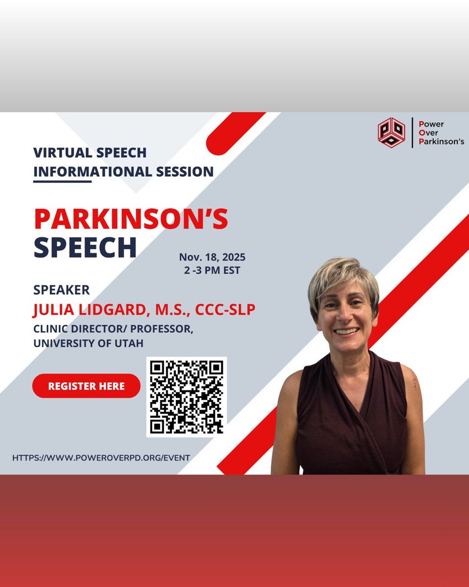 poweroverPD's tweet image. REMINDER! 

🗣️ Join Us for a Virtual Speech Session!

📅 Date: Tuesday, 11/18
🕒 Time: 2pm EST
💻 Location: Virtual - register here ➡️ buff.ly/gEWeb0n

#PowerOverParkinsons #ParkinsonsAwareness #SpeechTherapy #SLP #ParkinsonsSupport #VoiceMatters