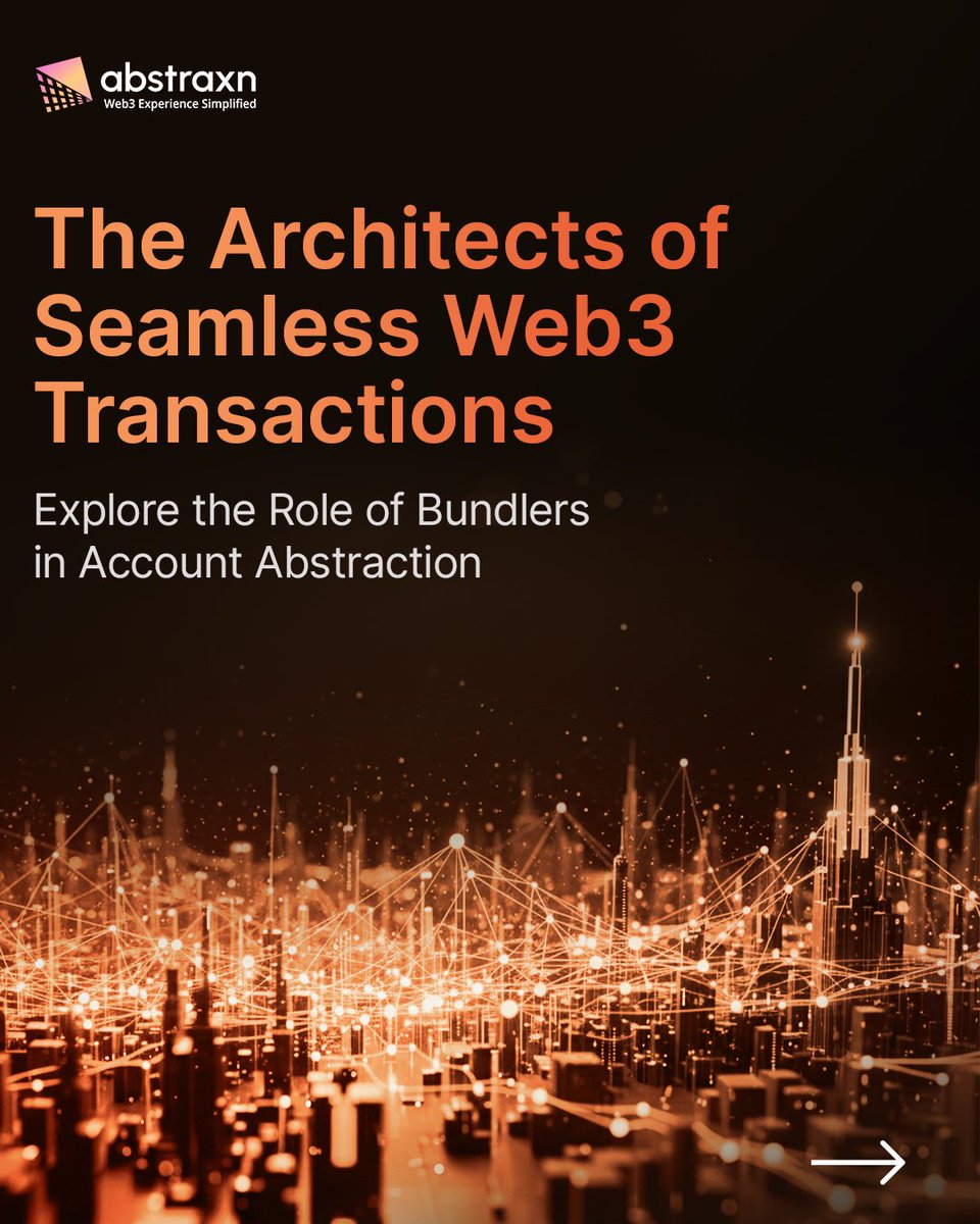 AbstraxnX's tweet image. With Abstraxn, every intent is interpreted, structured and passed to Bundlers for intelligent batching and execution.

#AIWeb3Agents #AccountAbstraction #Web3 #Bundlers #SmartWallets