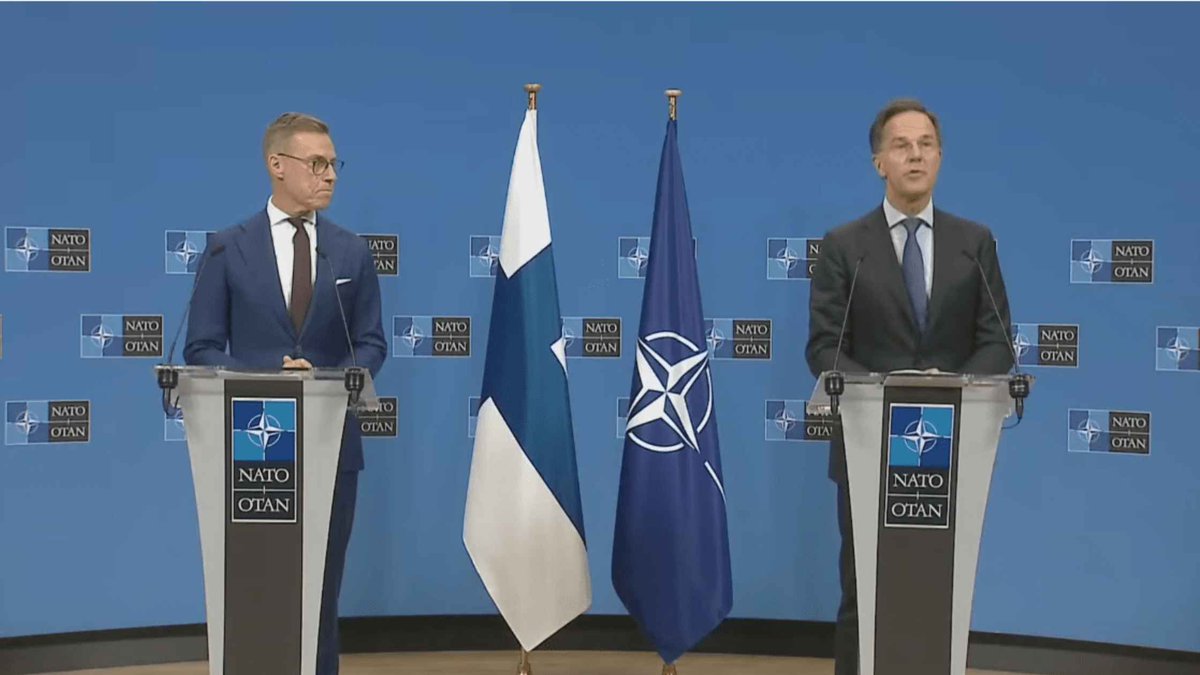 RevTranscripts's tweet image. Finland&apos;s President Alexander Stubb holds a joint press conference with NATO Secretary General Mark Rutte during a visit to Brussels. Read the transcript here. rev.com/transcripts/fi…