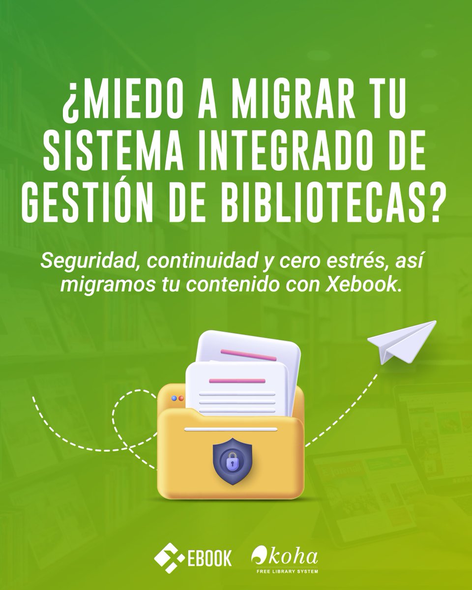 xercode's tweet image. 💡 Migrar tu sistema de bibliotecas sin preocupaciones con Xebook:

✅ Datos intactos
✅ Servicio continuo
✅ Plataforma lista desde el día 1

Gestiona bibliotecas físicas y digitales sin interrupciones.

#SmartLibrary #GestiónDocumental #MigraciónSegura #BibliotecaDigital #koha