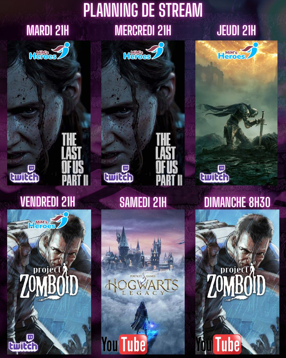 Hello la communauté! Le voici votre planning de la semaine sur #twitch et #Youtube 😊
▶️twitch.tv/mimsheroes
▶️youtube.com/@ikaGSH