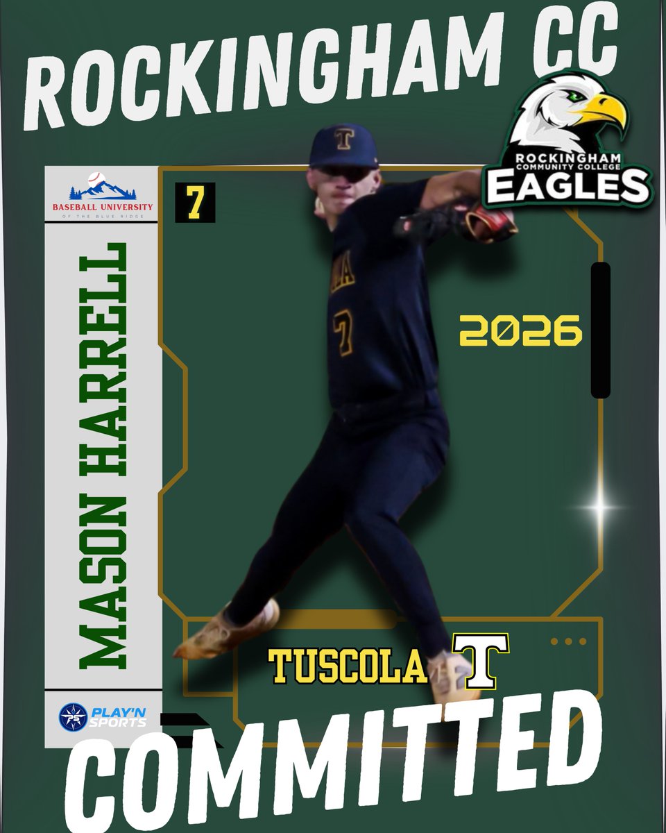 BBUniversityWNC's tweet image. Congratulations @MasonHarrell26 of @BaseballTuscola on Your Commitment to @RCCEagsBaseball 

The "Spin Doctor," Harrell has some of the nastiest breaking stuff in WNC. With Spin Rates through the roof, I expect Harrell to rise quickly in Coach @Daniel_Huff's Program.  If you've…