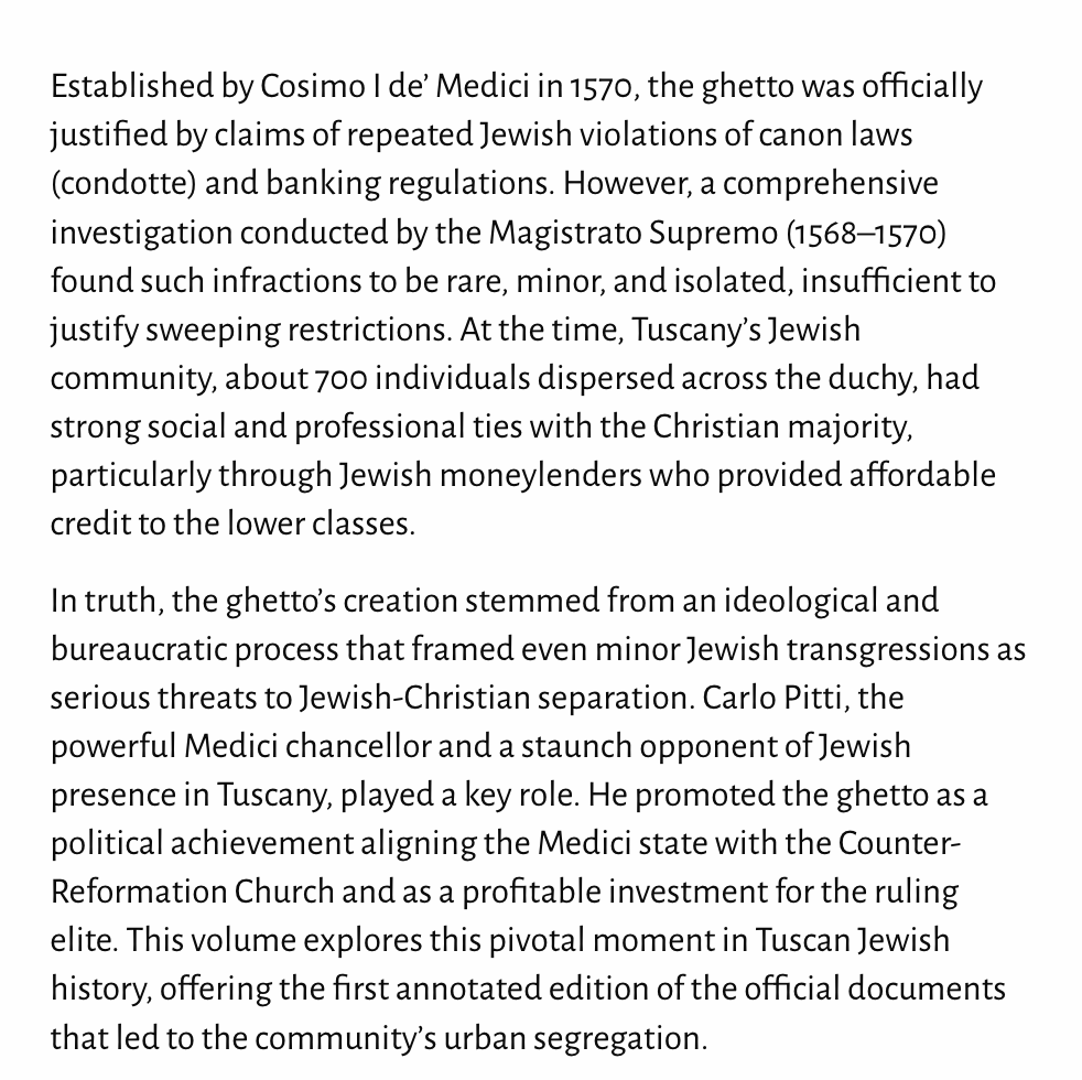 flr_louis's tweet image. Piergabriele Mancuso (ed.) - Before the Ghetto

The Medici and the Segregation of the Jews in Sixteenth-Century Tuscany

À paraître chez Harvey Miller