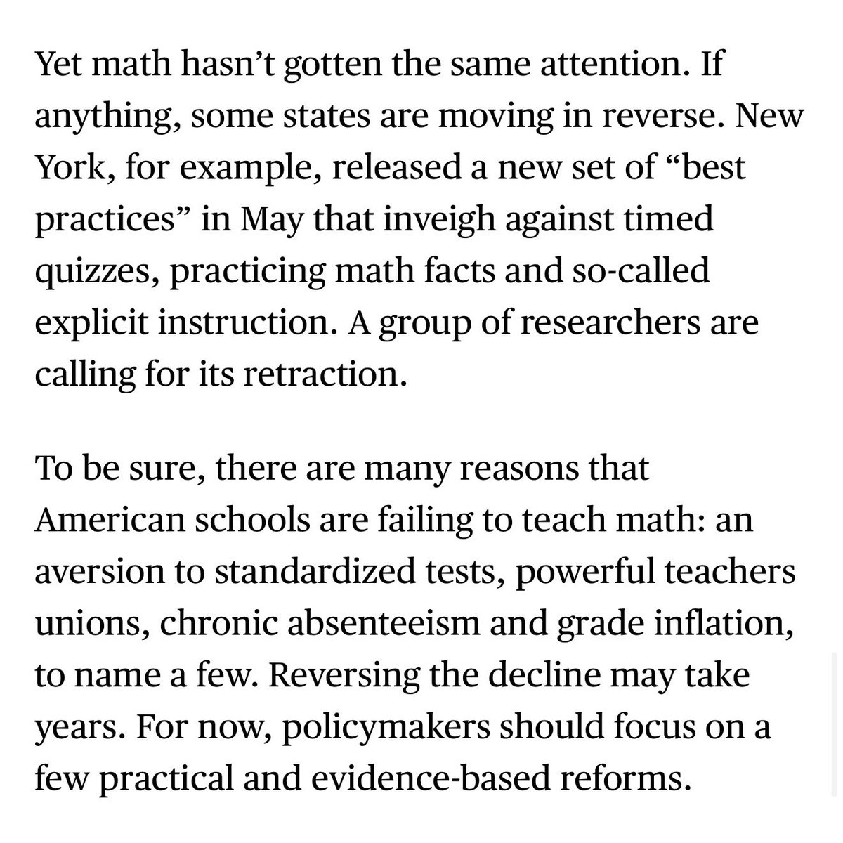 Schools across America have embraced anti-test, anti-Math feel-good practices. 

Let kids skip school. Give them A’s they didn’t earn. Ban standardized tests. 

It’s time to roll it all back.