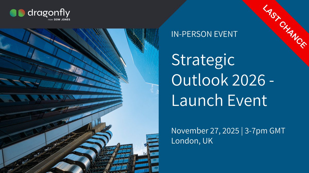 dragonfly_int's tweet image. Hear directly from the analysts who produced this year&apos;s Strategic Outlook Report at our upcoming launch event in #London: dowjones.com/business-intel…

Our speakers will delve into the forecasts &amp;amp; insights that #security &amp;amp; #risk teams rely on to anticipate change &amp;amp; plan confidently.