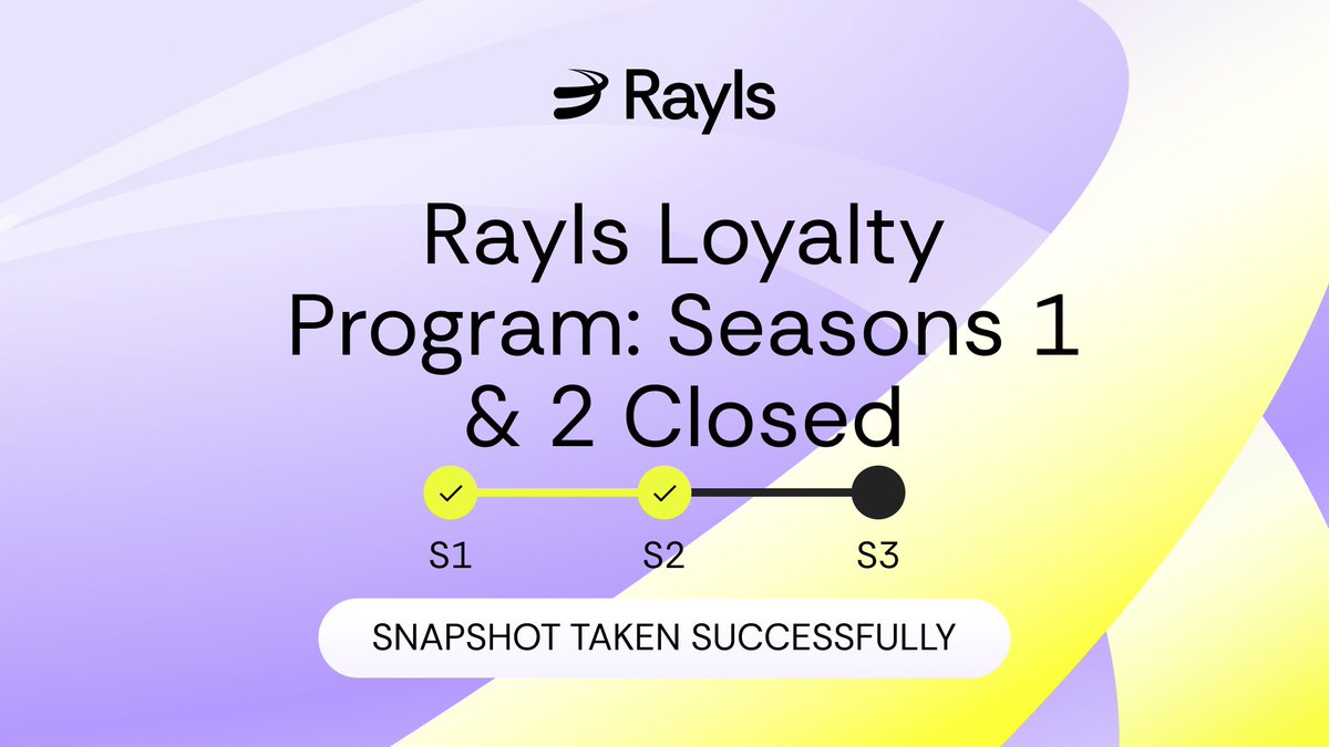 RaylsLabs's tweet image. Seasons 1 &amp;amp; 2 of the Rayls Loyalty Program have officially concluded.

A snapshot has been taken, capturing all eligible participants.

More updates and opportunities are on the horizon.

Stay tuned for Season 3 🔔