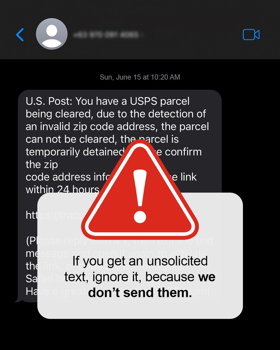 USPS's tweet image. Do you know who’ll never send you an unsolicited text? USPS. If you get one from someone claiming to be us, ignore or delete it. Learn more at: b.link/udndm739