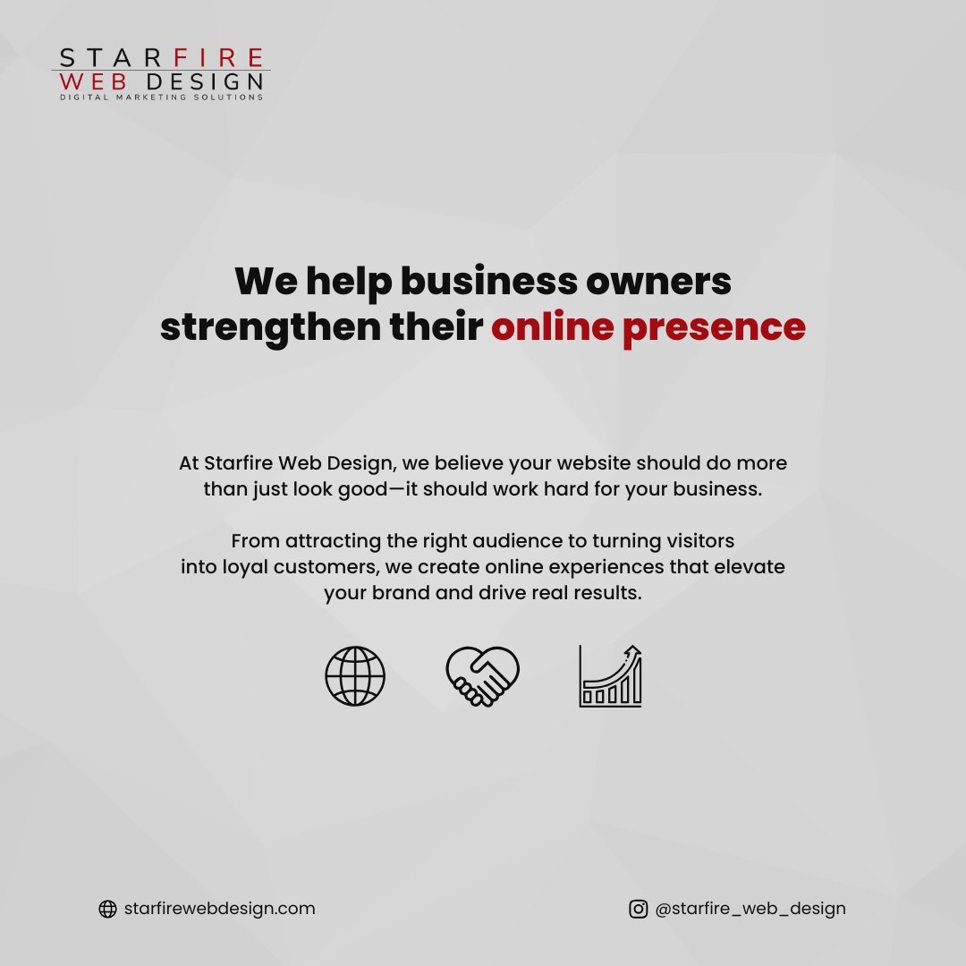 StarfireWeb's tweet image. 🌟 Starfire Web Design was built  to help business owners transform their websites into powerful growth tools.

Let’s make your website work harder for your business. 👇
zurl.co/BYVsE

#StarfireWebDesign #BusinessGrowth #WebDesign #SEO #OnlinePresence