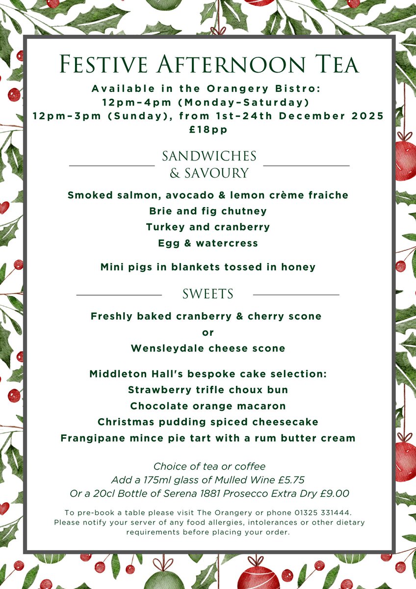 Come dine with us over the festive season!🎄We have a range of stunning menus on offer for the Christmas period including standout Christmas and New Year's Day menus. Find out more and book at middletonhallretirementvillage.co.uk/ourcommunity/t…