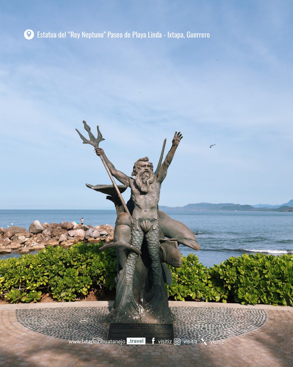 En el Paseo de Playa Linda se alza imponente el Rey Neptuno, símbolo del poder y la majestuosidad del océano. Su mirada parece proteger las aguas de #IxtapaZihuatanejo mientras las olas rompen suavemente a sus pies.

#ThisIZit #VisitIZ #PaseoPlayaLinda