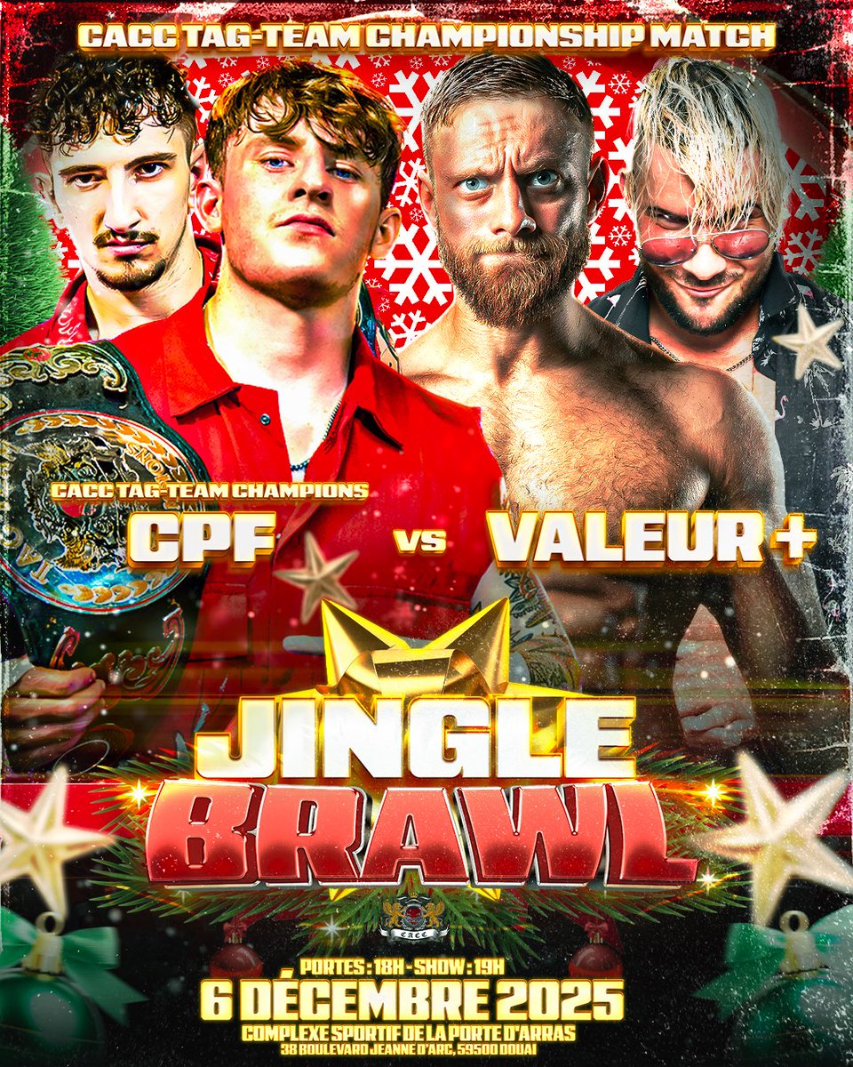 🎄 JINGLE BRAWL 🎄

VALEUR+ remporteront-ils l’or ?
Ou CPF continueront-ils à s’imposer en tant que champions indétrônables ⁉️

Réponse le 6 décembre 🎄

🎟️ my.weezevent.com/cacc-jingle-br…