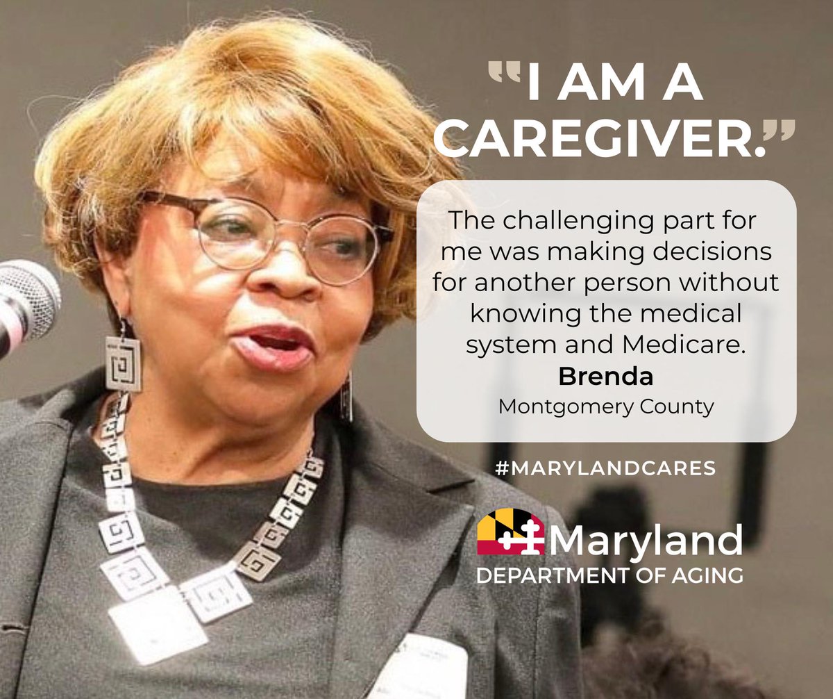 MarylandAging's tweet image. Brenda feels “very anxious about making mistakes” when it comes to managing the medical needs of her loved one. During National Family Caregivers Month, we celebrate all caregivers and suggest SHIP for help with Medicare questions.  ow.ly/RBmn50XsYAo #MarylandCares