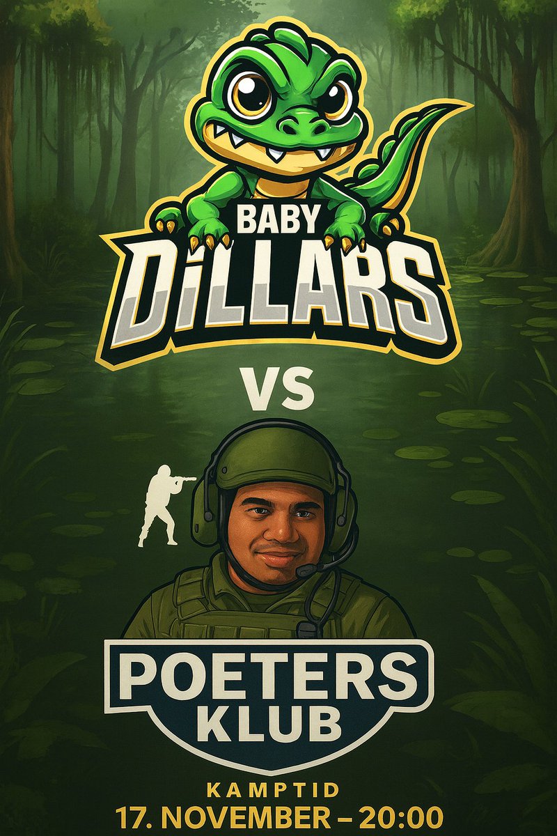 I aften bliver ikke mindre end et blodbad i sumpen! Køters Klub, host jeg mener Poeters Klub kigger forbi! Kom ind og se BabyDillars spille for deres chancer om at rykke op! 
twitch.tv/babydillars kl 20
Vi bringer de varmeste calls samt underholdning.
#Bloodinthewater #BabyDee