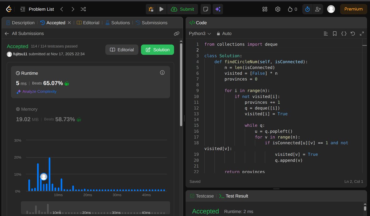 RabbitBris7667's tweet image. SOLVED ANOTHER BFS QUESTION TODAY , INTUTION FOR THIS , WHENEVER ADJACENCY MATRIX GIVEN ,BFS IS THE FIRST THING YOU SHOULD GO FOR.

planning to follow tuf winter arc from now , but in my style as well.

#LeetCode #Google #competetiveprogramming #TUFWinterArc