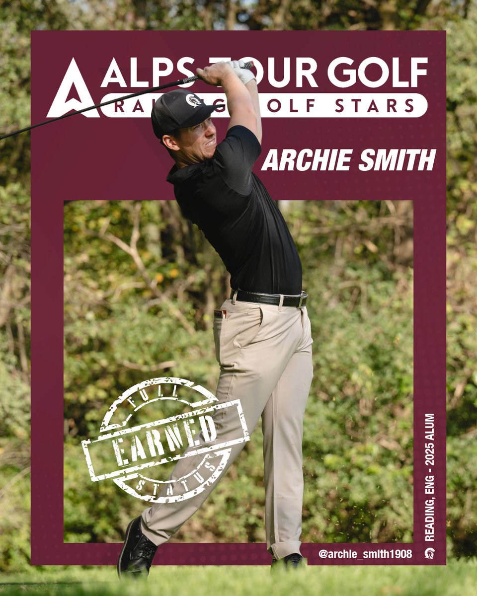 LittleRockMGOLF's tweet image. 𝙁𝙐𝙇𝙇 𝙎𝙏𝘼𝙏𝙐𝙎 𝙀𝘼𝙍𝙉𝙀𝘿!

Archie Smith has earned full status on the @alpstourgolf for the 2026 season! 

Well played Arch! 👏🏻

#LittleRocksTeam x #ProTrojans